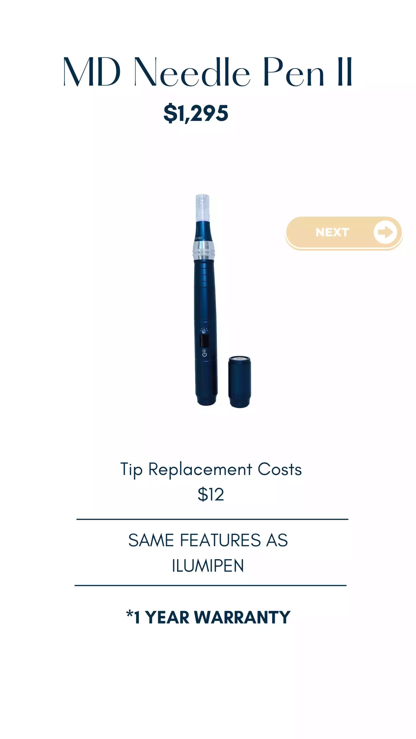 MD Needle Pen shown for comparison